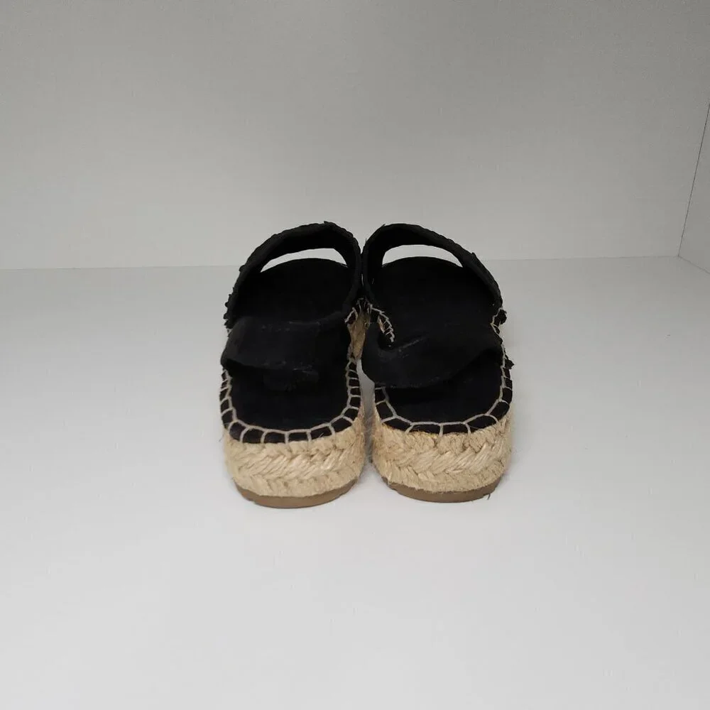 Nalho Sequin Wedge Espadrilles Black Women's Shoe Size 6 US